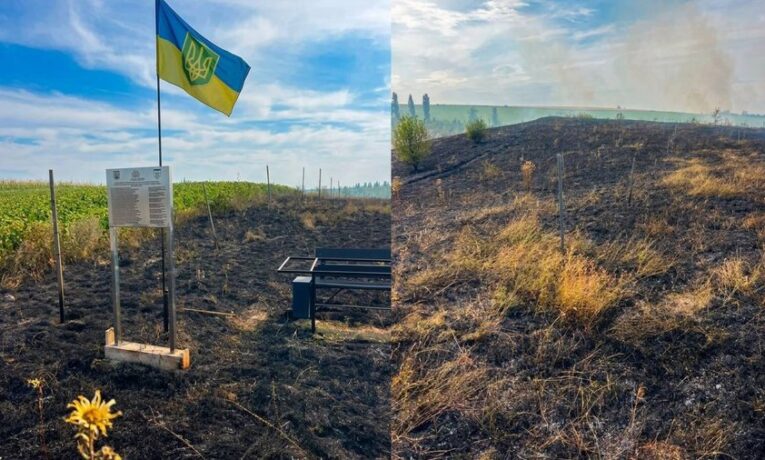 На Буковині втретє згоріли дуби, висаджені на честь загиблого військового та полеглих захисників